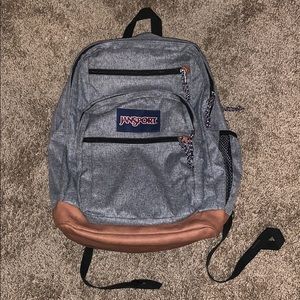 jansport cool student backpack grey letterman poly